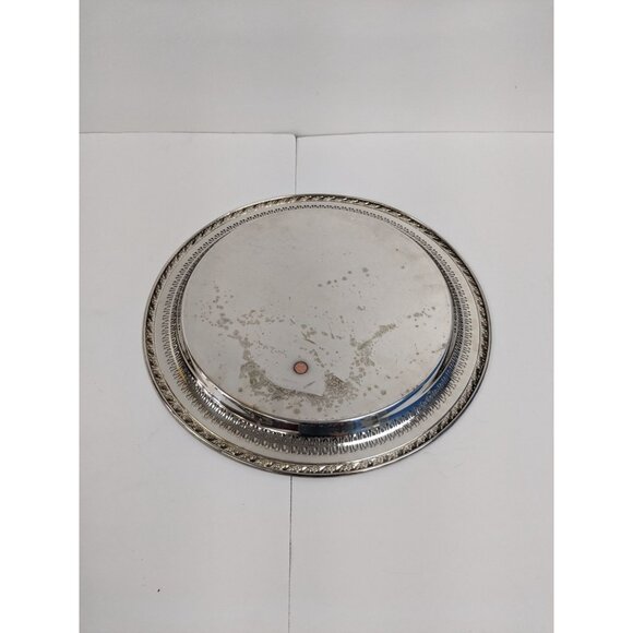 Vintage WM Rogers & Son Spring Flower #2072 Silverplated Round 15" Tray Platter - Picture 3 of 5